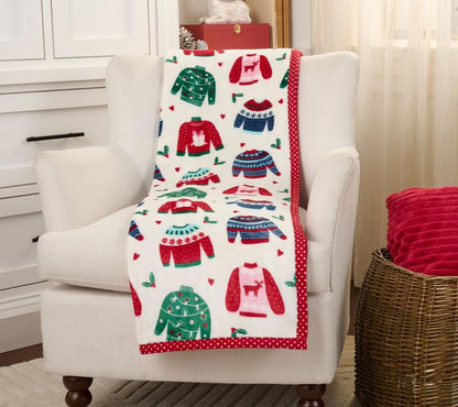 Holiday Printed Throw w/ Trim