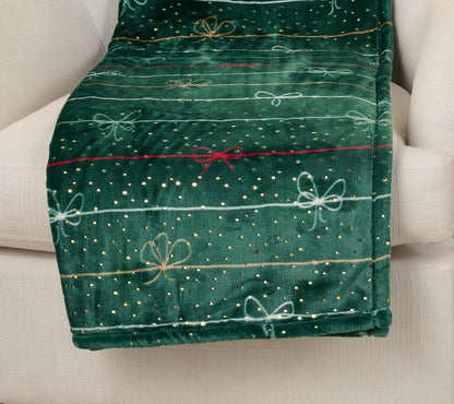 Foil Print Holiday Plush Throw Blanket
