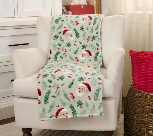 Whimsical Holiday Plush Throw Blanket