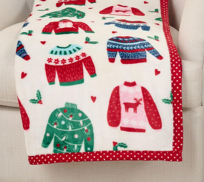 Holiday Printed Throw w/ Trim