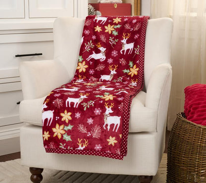 Holiday Printed Throw w/ Trim